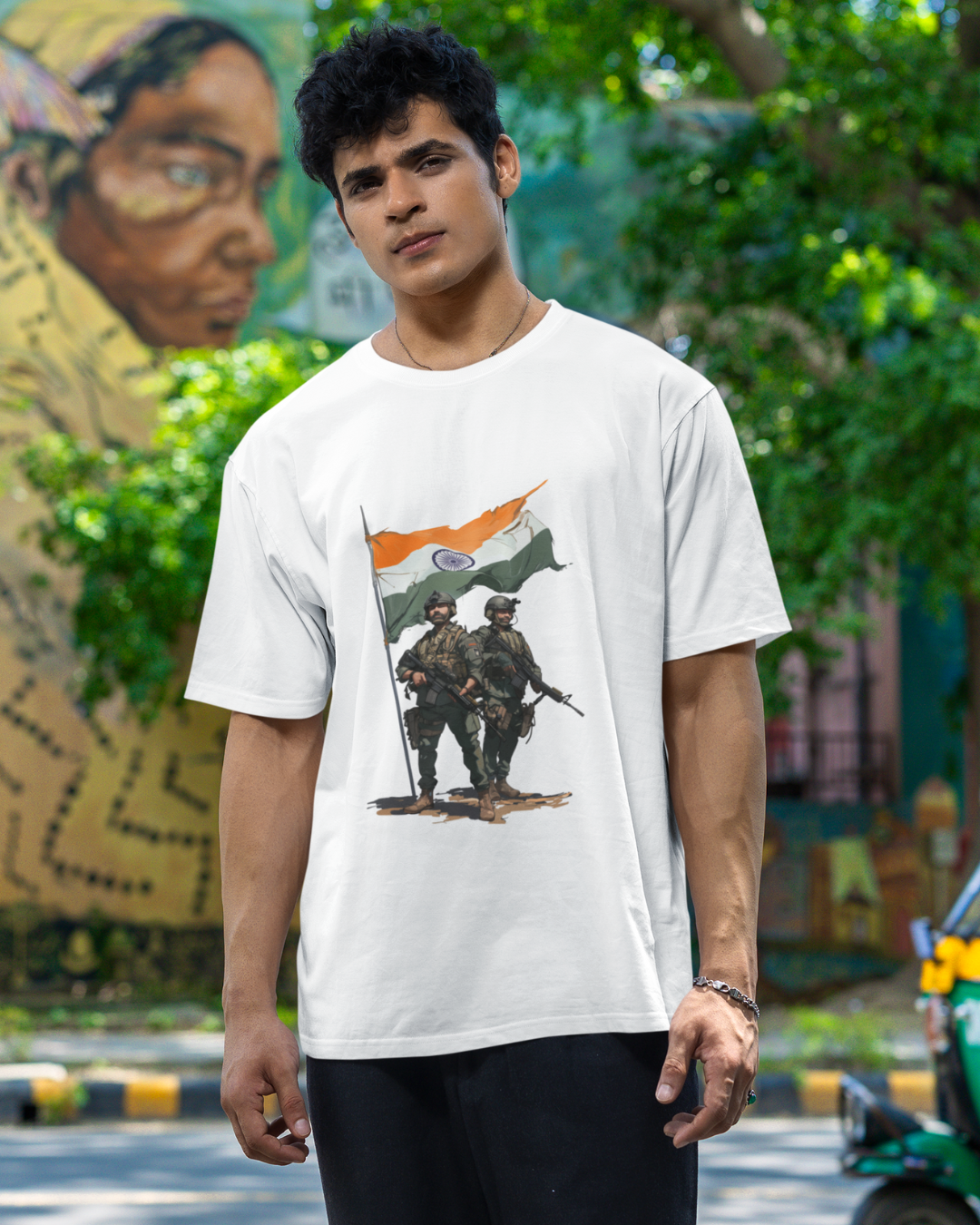 Indian Army Unisex Oversized Front Print T-Shirt