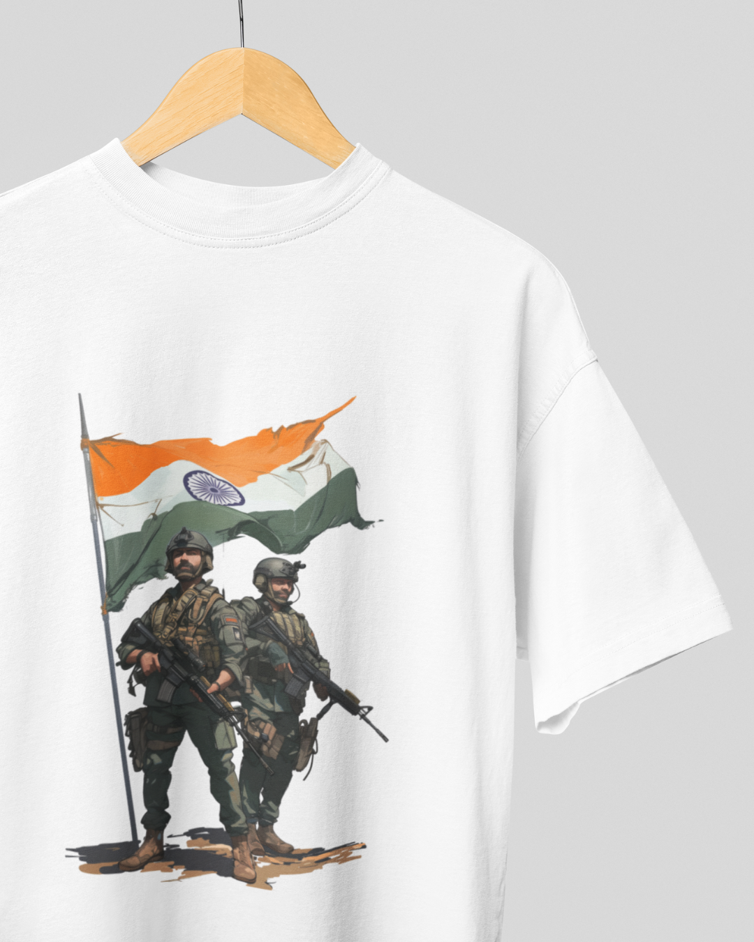 Indian Army Unisex Oversized Front Print T-Shirt