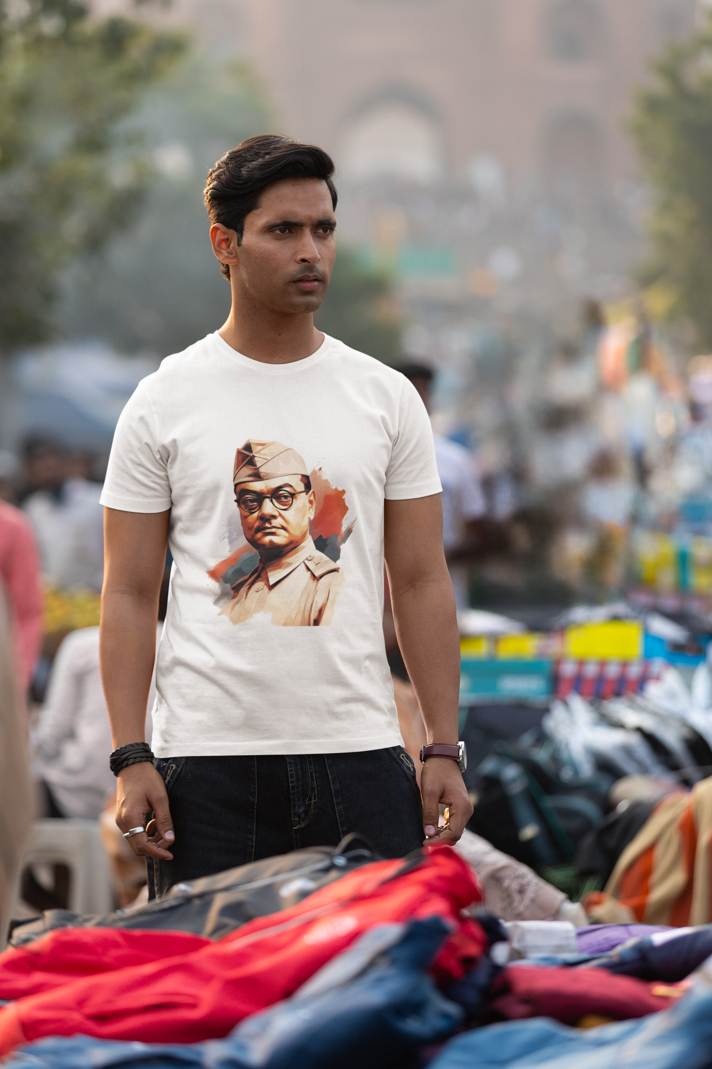 Subhash Chandra Bose Men's Classic Front Print T-Shirt